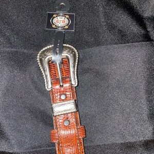 Brown Leather Belt with Silver Buckle